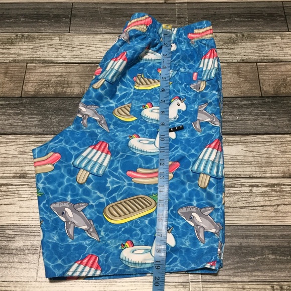 Neff Drawstring Shorts Men’s L Blue (Inseam 9) Unicorn Whale Popsicle Print - Picture 3 of 11